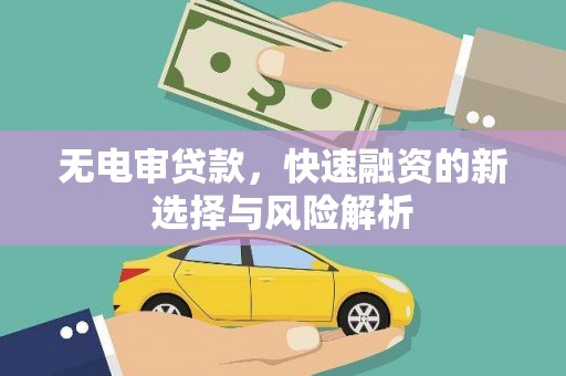 蓬溪无电审贷款，快速融资的新选择与风险解析
